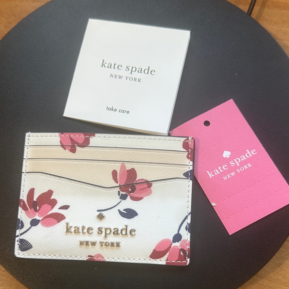 Kate Spade Floral Card Holder - Pink and Cream